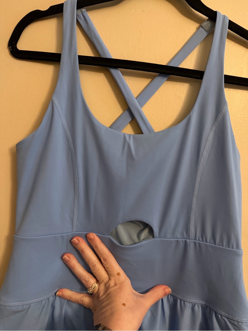 Sky Blue Keyhole Romper with Cross-Back Straps - Picture 2 of 5